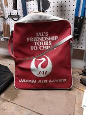 VTG Japan Airlines Bag JAL Logo Nylon Travel Tote Bag Red Laptop Purse picture