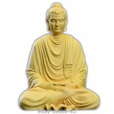 4.7" Collection Boxwood Carved Buddha Statue Meditation Zen Decor Sculpture Art picture