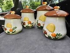 Vintage Arnel's Handmade Hand Painted Ceramic  Mushroom Jar Canister Set 4 picture