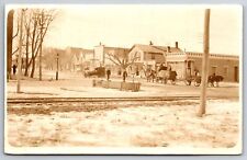 Silver Creek-Random Lake~Dirt Main St~Drugstore Across RR Tracks~RPPC 1920s Cars picture