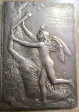 JUST ACQUIRED: 1900 PARIS EXPOSITION SILVER PLATED BRONZE PLAQUE (ABOUT 2X3 IN) picture