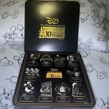 D23 The Official Disney Fan Club Celebrating 10 Fan-Tastic Years Pin Set And Tin picture