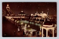 Denver CO-Colorado, Night View White City Lakeside Park, Vintage Postcard picture