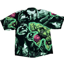 Vintage XL Incredible Hulk Shirt Marvel Comics All Over Print Button Up picture