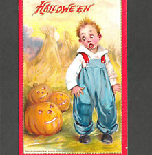 Halloween Tuck 174 Jack-o'-Lantern JOL Pumpkin Blue Jean Overalls Farm PostCard picture