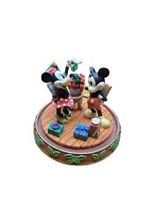 Vintage Disney Christmas Decor Mickey & Minnie Mouse Mistletoe Figure Glass Dome picture