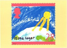Ozone Layer Green Issue Royal Mail PHQ Stamp Postcard 1992 Lewis Fowler Art picture
