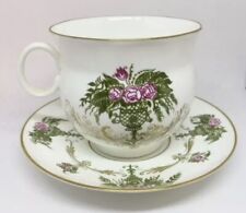LFZ Vintage USSR Lomonosov porcelain teacup/saucer floral fern Russia Soviet picture