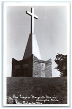 c1950's Pere Jacques Marquette Memorial Cross Ludington MI RPPC Photo Postcard picture