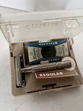 Vintage Gillette Super Speed Double Edge Safety Razor Set in Case B2 1956 picture