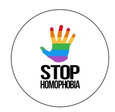 Stop Homophobia LGBTQ+ Gay Lesbian 2.25” Pinback Button Pin Badge 003 picture