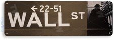 TIN SIGN Wall Street Sign, New York, Money, Stock Market, Bull, A832 picture