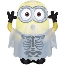 Gemmy 3.5' Airblown Inflatable Minion Dave in Ghost Skeleton Costume Universal picture