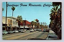 c1950s Chrome Postcard Riverside CA California Main Street with Cars picture