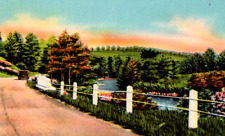 1940's Greetings Schuylkill Haven PA Lovely Countryside Old Car Stream Postcard picture