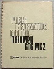 TRIUMPH GT6 MK2 Car Press Pack Information Release Confidential Photos Sept 1968 picture