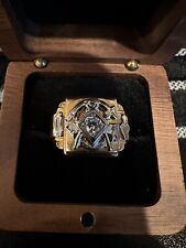 Masonic Ring 10k Yellow Gold 8.4 Grams Diamond Solitaire-VINTAGE- Size 12 picture