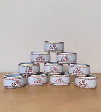 Spode Trade Winds Napkin Rings Set of 10 Red Gold Trim Nautical Anchor Motif picture