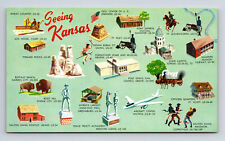 Pictorial Tourist Landmarks Dalton Gang Greeting Seeing Kansas KS Postcard picture