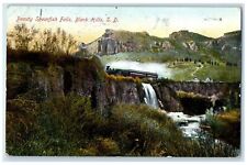 1910 Beauty Spearfish Falls Locomotive Train Black Hills South Dakota Postcard picture