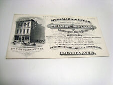 Circa 1880s McNamara & Lucas Building Trade Card, Omaha, Nebraska picture