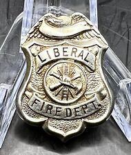 Vintage 1950’s Liberal Kansas Fire Department Badge Shield Stamped C.D. Reese NY picture