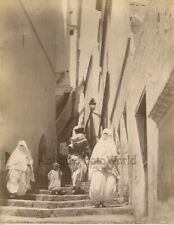 Algeria Africa covered women child street view antique albumen photo picture