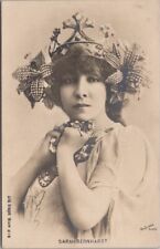 c1900s Actress Sarah Bernhardt RPPC Postcard Ornate Headdress 