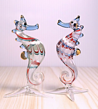 pair of Seahorse (2PCS) hand blown art Glass figurine 3.25