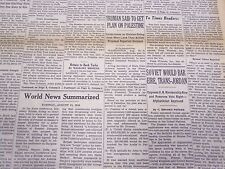 1946 AUGUST 13 NEW YORK TIMES - TRUMAN TO GET PLAN ON PALESTINE - NT 3458 picture