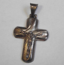 Vtg 5g sterling silver religious unusual cross crucifix rosary pendant Italy picture