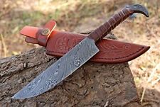 WILD CUSTOM HANDMADE 15 INCHES LONG IN DAMASCUS STEEL HUNTING KNIFE WITH SHEATH picture