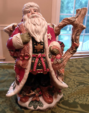 FITZ & FLOYD Classics Christmas Lodge (Woodland Santa Claus) Pitcher w/ owl picture