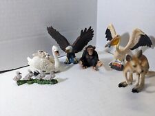 Schleich Lot of 6 Animal Toy Figures Swans Eagle Pelican Kangaroo Chimpanzee picture