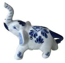Vintage Bombay Company Elephant Cobalt Blue & White Floral Figurine 6 x 3 1/2