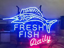 Fresh Fish Daily Neon Sign Light Store Restaurant Handcraft Visual Art 19