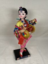 Vintage Big Eyes 9” Doll Vibrant Traditional  Costume Made in Korea EUC picture