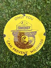Vintage Forest Service Sign - Smokey the Bear Camping Hiking Gas Porcelain Sign picture
