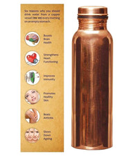 Pure Copper Water Bottle For Ayurveda Health Benefits Leak Proof 1000 Ml picture