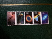 SFSTAMPS US Sc 3384-3388 HUBBLE SPACE TELESCOPE Strip of 5 Stamps Gutter NH 2000 picture