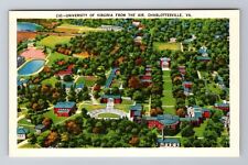 Charlottesville VA-Virginia, Aerial University of Virginia, Vintage Postcard picture