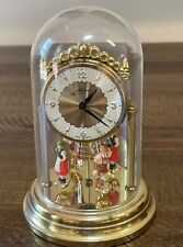 Vtg Schmid Wind-Up Dancing Revolving Figures German Clock Brass With Dome Top picture