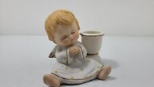 Vintage Enesco Praying/Sleeping *ANGEL CANDLE HOLDER* Bisque 1979 70s Christmas picture
