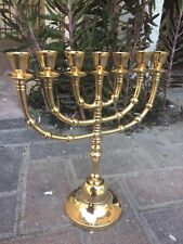 Menorah Gold Color Jerusalem Temple 10 Inch Height 26 Cm 7 Branches Brass L picture