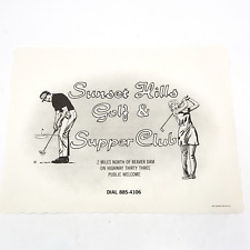Vintage Paper Placemat Sunset Hills Golf & Supper Club Beaver Dam WI Tissue Mill picture