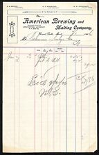 Great Falls, MT American Brewing and Malting Co. 1906 Statement Billhead Switzer picture