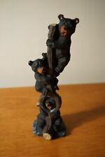 Black Bear Cubs Climbing Tree Figurine Camping Rustic Lodge Log Cabin Home Decor picture