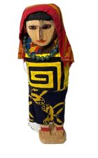 Rare Wooden Handmade Kuna Yala  Panama Indian Woman Doll in Traditional Mola-9” picture