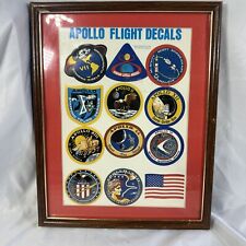 Vintage NASA Apollo 7 THRU 17 Flight Decals Stickers Framed picture
