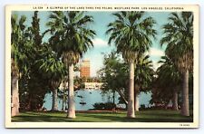 Postcard Westlake Park, Los Angeles California Lake Thru the Palms View picture